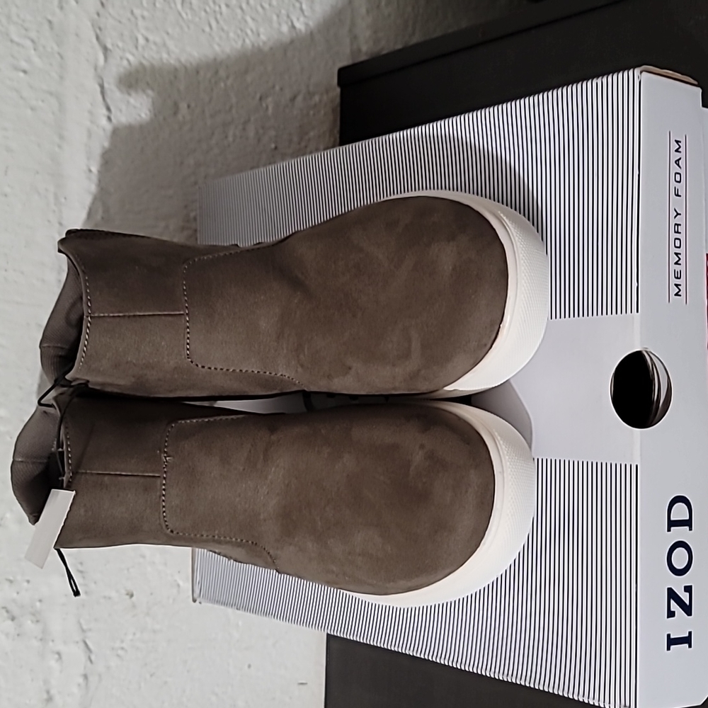 Izod Ladies' Mila Memory Foam Ankle Booties, Grey, Womens